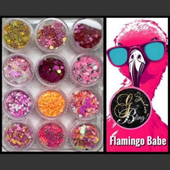 Coffret de paillettes thématique « Flamingo Babe » GBling, Nail Art, Décoration ongles
