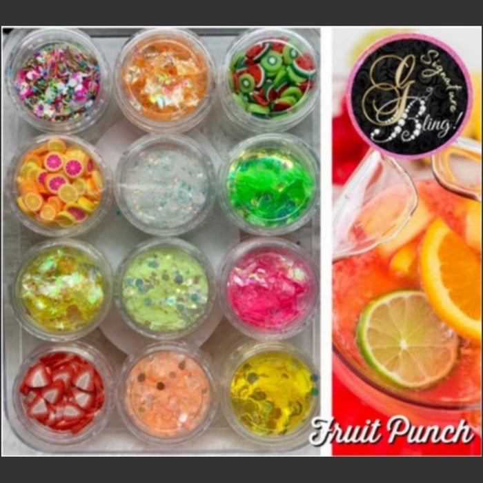 Coffret de paillettes thématique “Fruit Punch”, GBling, Nail Art, Décoration ongles