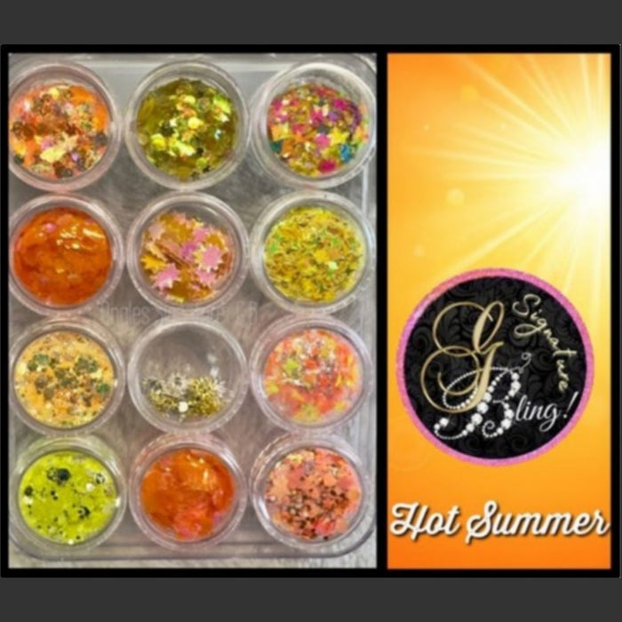 Coffret de paillettes thématique “Hot Summer”, GBling, Nail Art, Décoration ongles