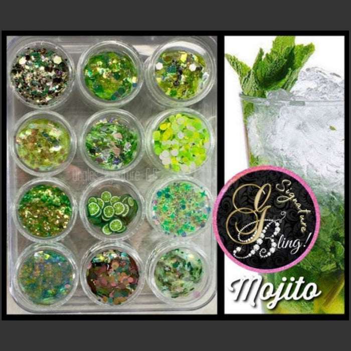 Coffret de paillettes thématique “Mojito”, GBling, Nail Art, Décoration ongles
