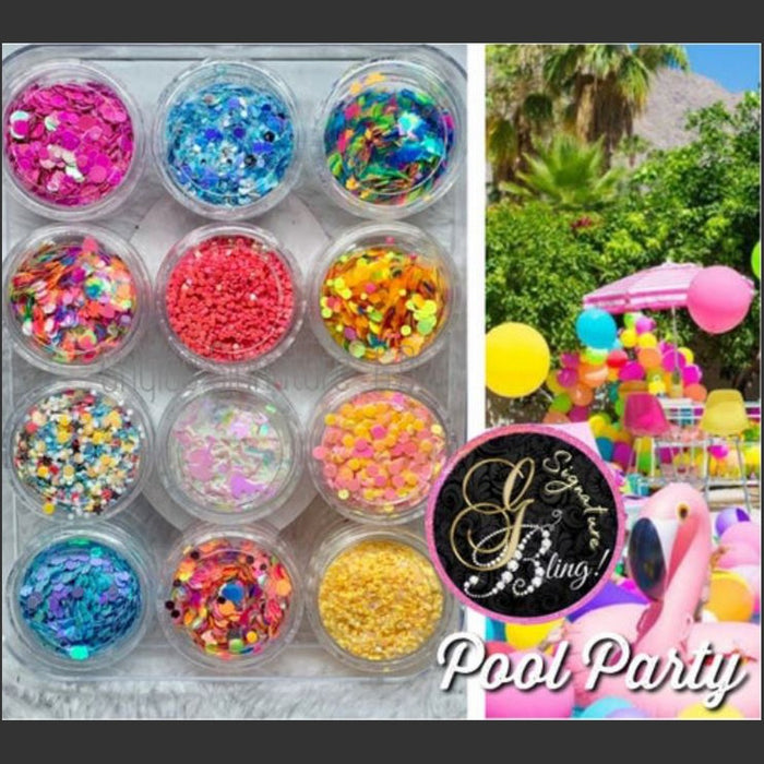 Coffret de paillettes thématique “Pool Party”, GBling, Nail Art, Décoration ongles