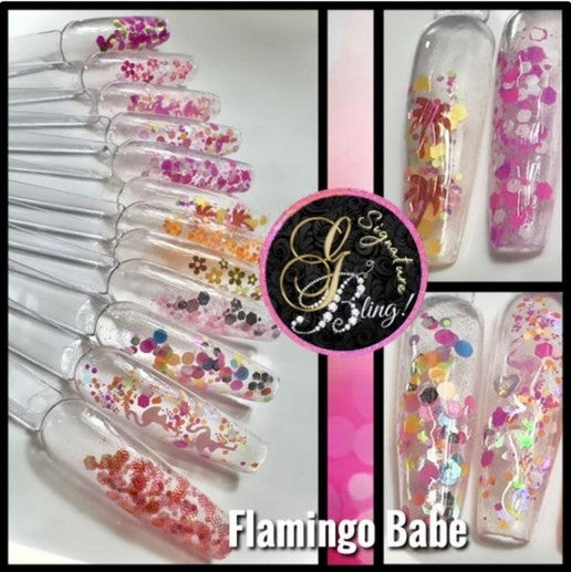Coffret de paillettes thématique « Flamingo Babe » GBling, Nail Art, Décoration ongles
