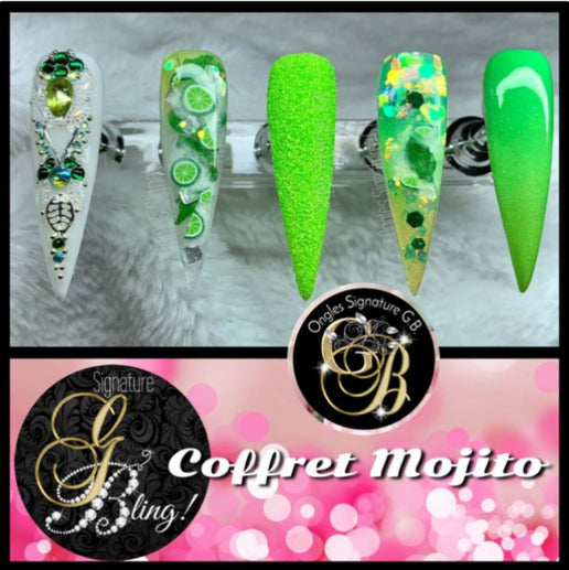 Coffret de paillettes thématique “Mojito”, GBling, Nail Art, Décoration ongles