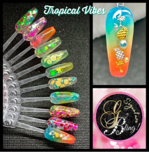 Coffret Tropical Vibes, GBling, Nail Art, Dération d'ongles