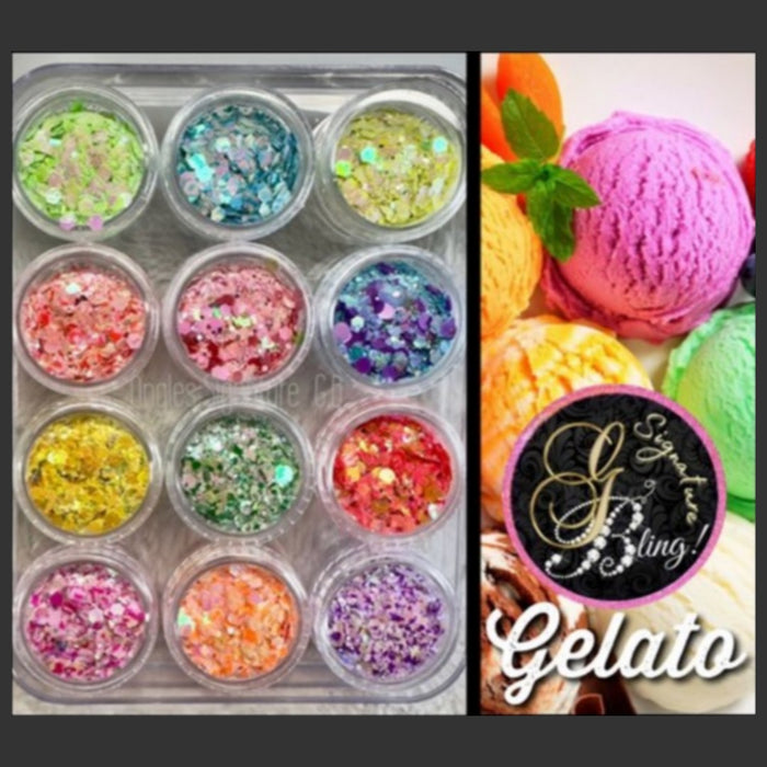 Coffret de paillettes thématique “Gelato”,  GBling, Nail Art, Décoration ongles